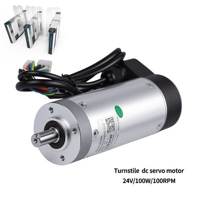 59mm فلنج 24V DC 100W دمای پایین مقاوم یکپارچه گیر سرو موتور، 23Nm تورک حداکثر، 2400 خط رمزگذاری، برای Turntile سرعت دروازه مانع دروازه